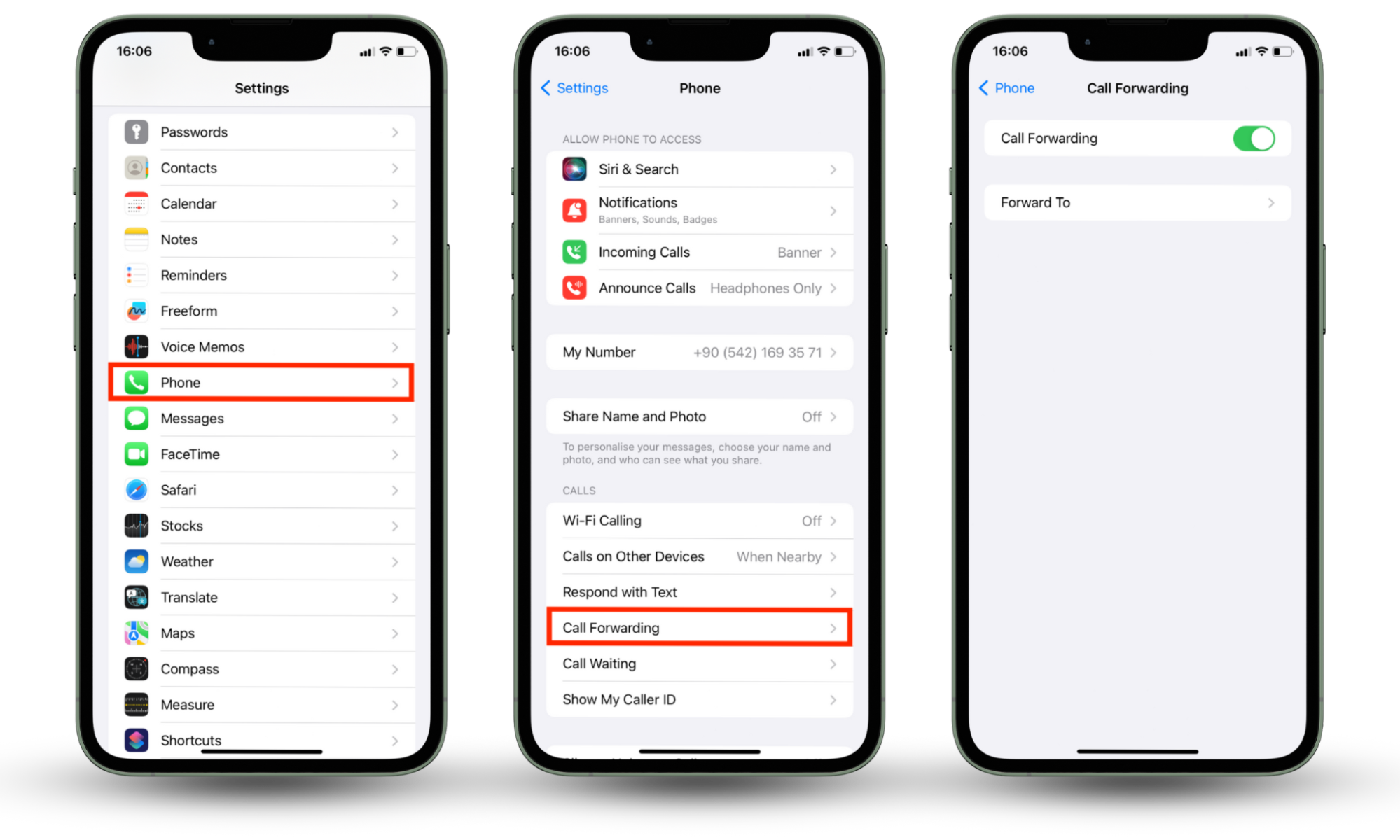 Disable call forwarding to prevent spying. On an iPhone, go to Settings, tap Phone > Call Forwarding, and disable it by turning the toggle off.