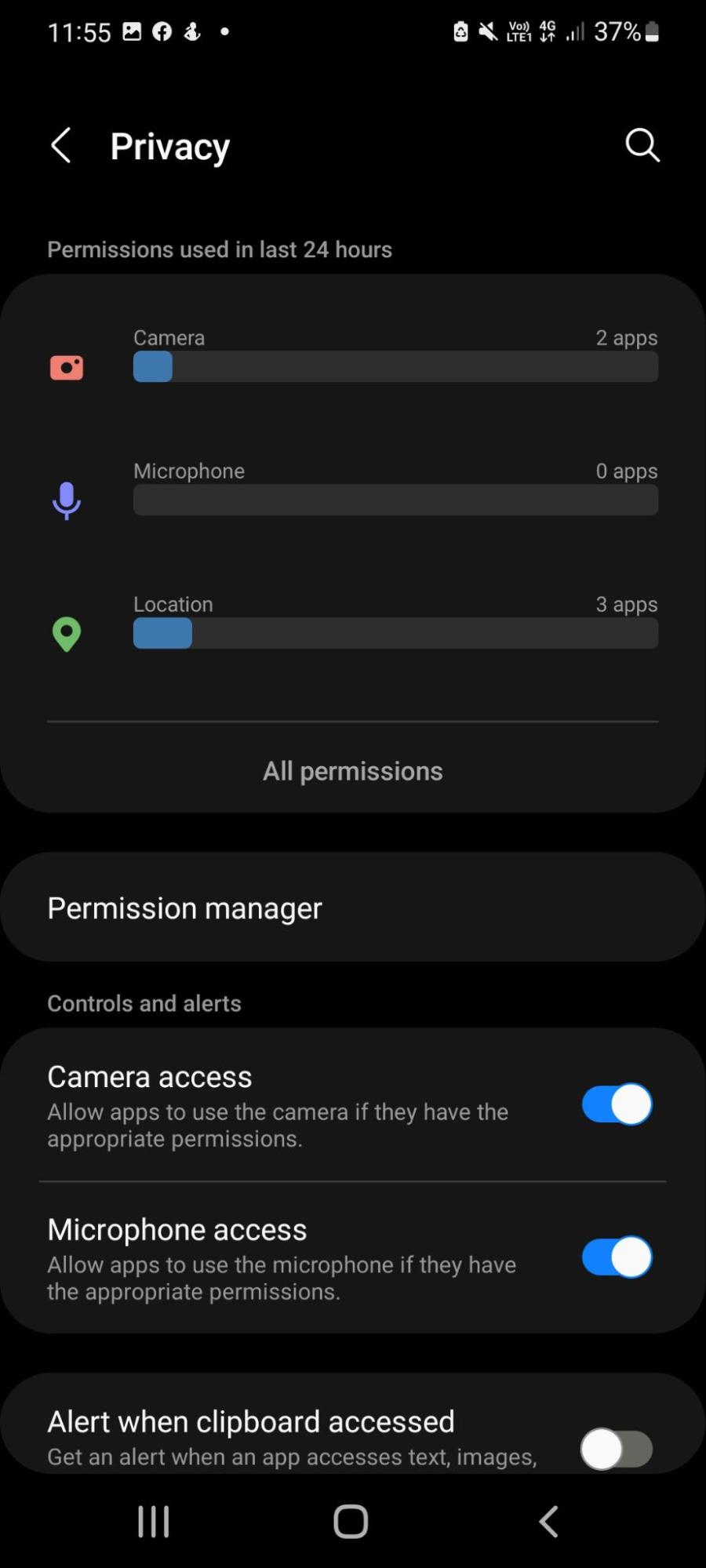 Tap permission manager to change the permissions that you grant to your app