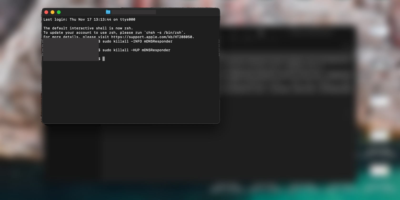 flushing command on Terminal on Mac