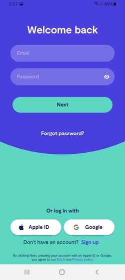 Clario Android sign in screen Clario Android sign in screen