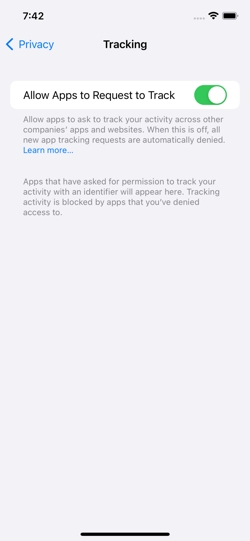 iOS tracking settings. iOS tracking settings.