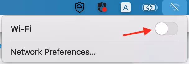 Toggle off the Wi-Fi