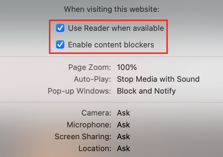 Safari Reader mode