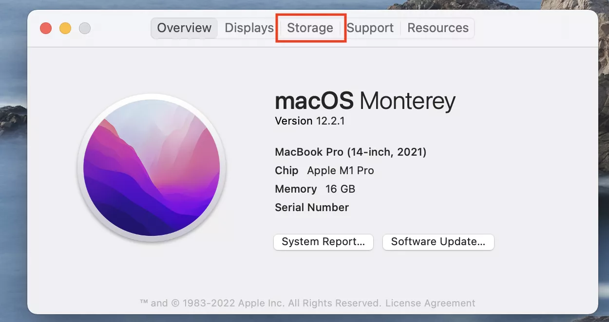 About this mac > Storage
