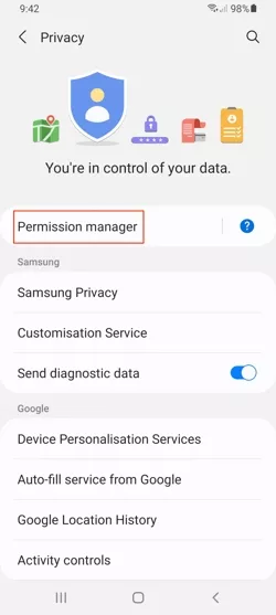 Android privacy settings