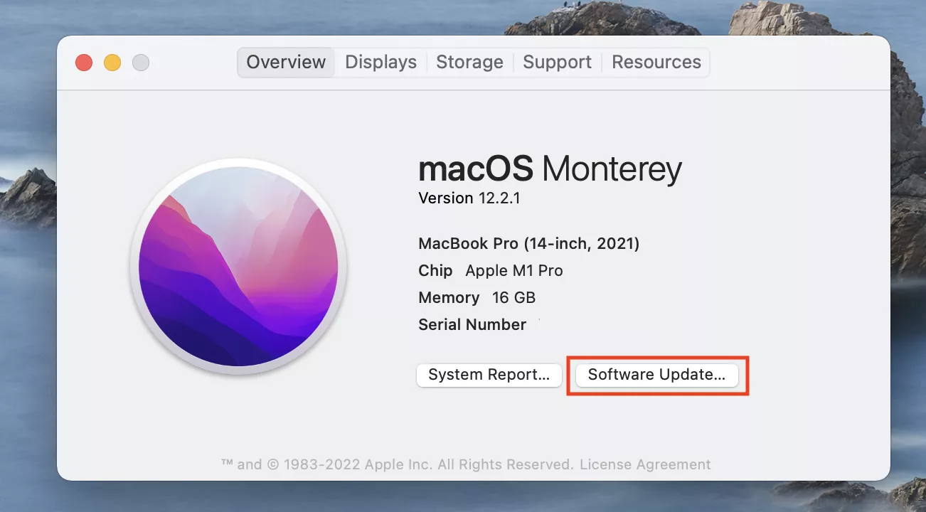  About This Mac > Software Update