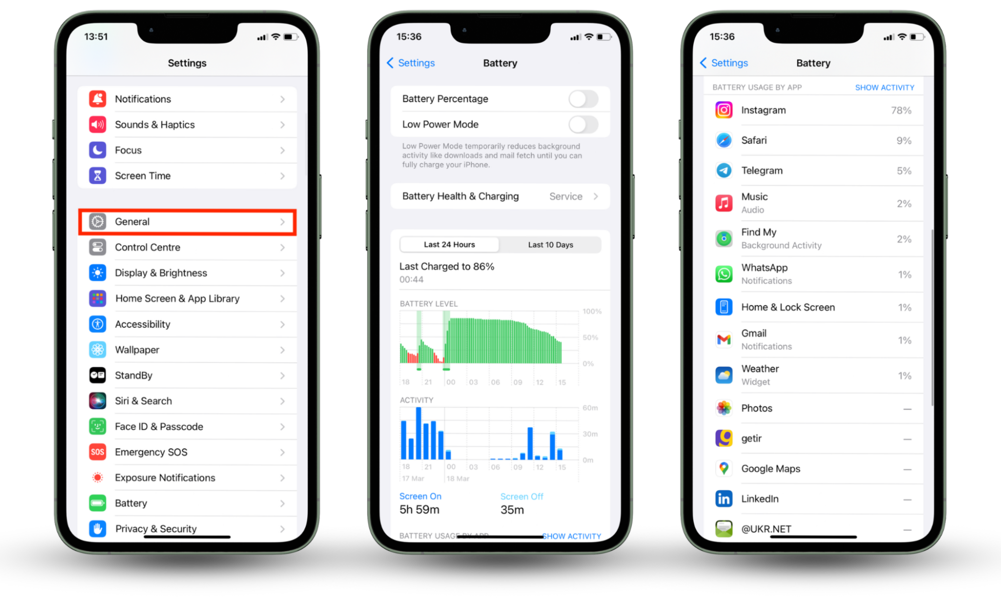 Battery problems are a sign that your iPhone is tapped. To check your iPhone's battery usage, go to Settings > Battery, then scroll down for more information.