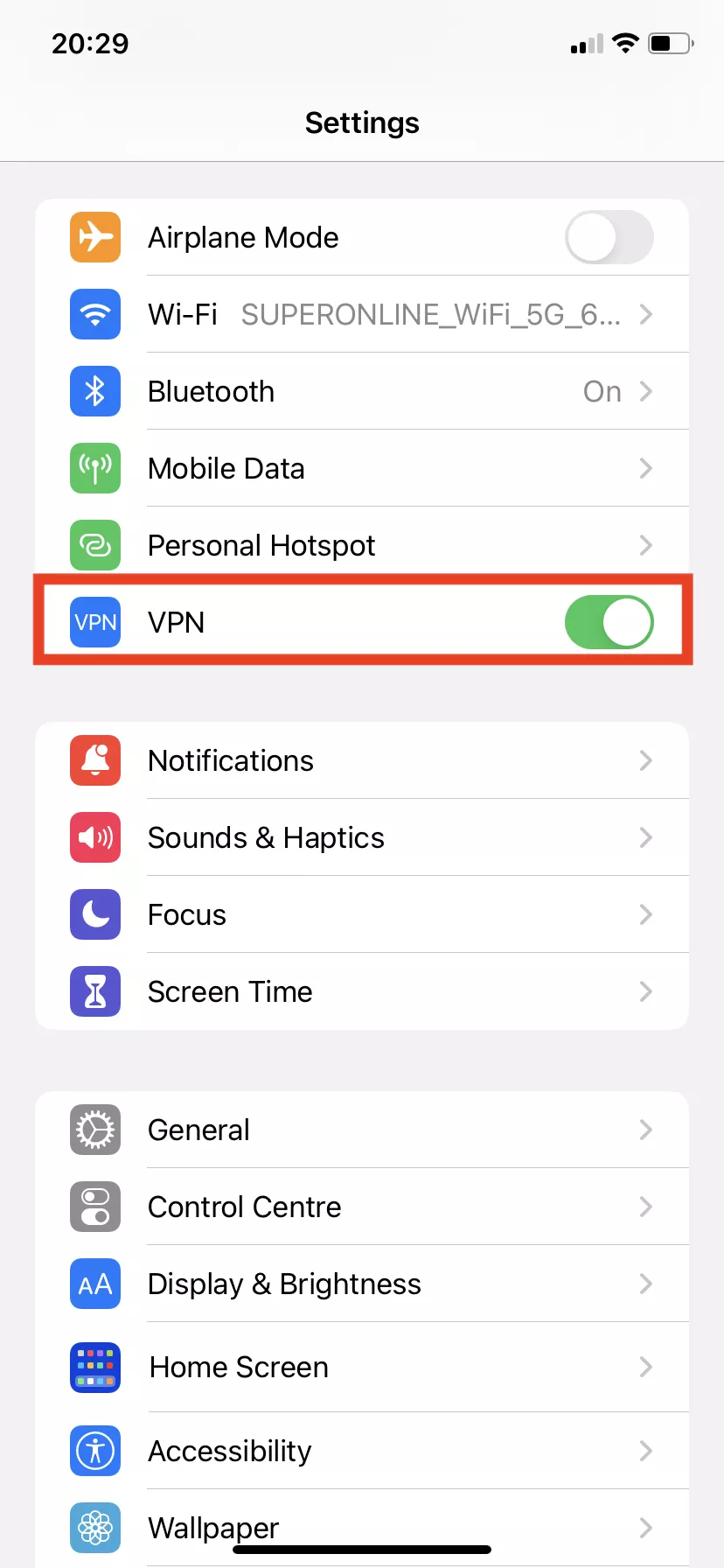 How do I enable VPN on Apple?
