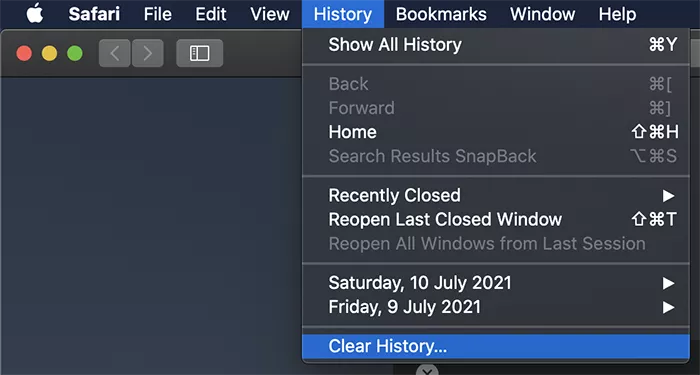 Clear Safari history