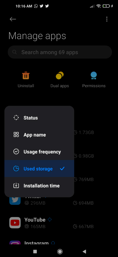 These Android screenshots show how to detect malicious apps on your phone by sorting apps by storage size via Manage Apps in Settings. These Android screenshots show how to detect malicious apps on your phone by sorting apps by storage size via Manage Apps in Settings.