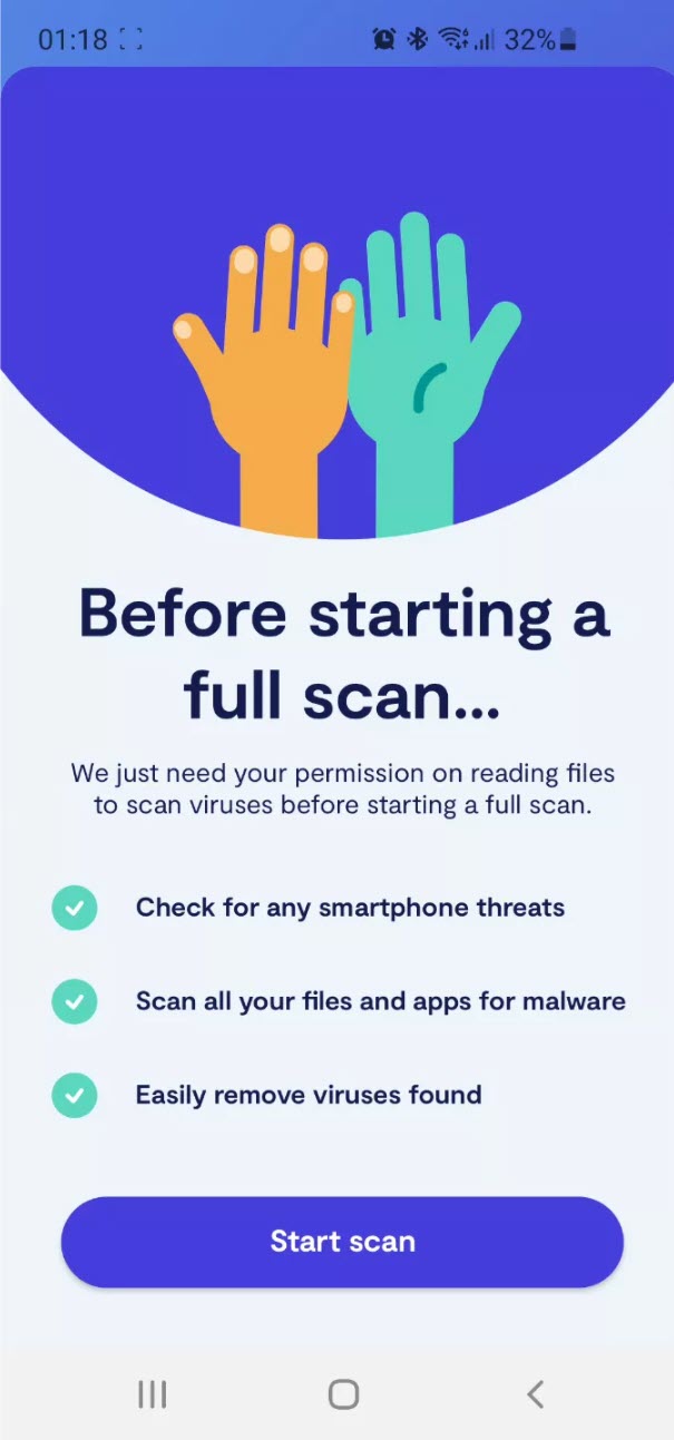 Tap on Start scan Tap on Start scan