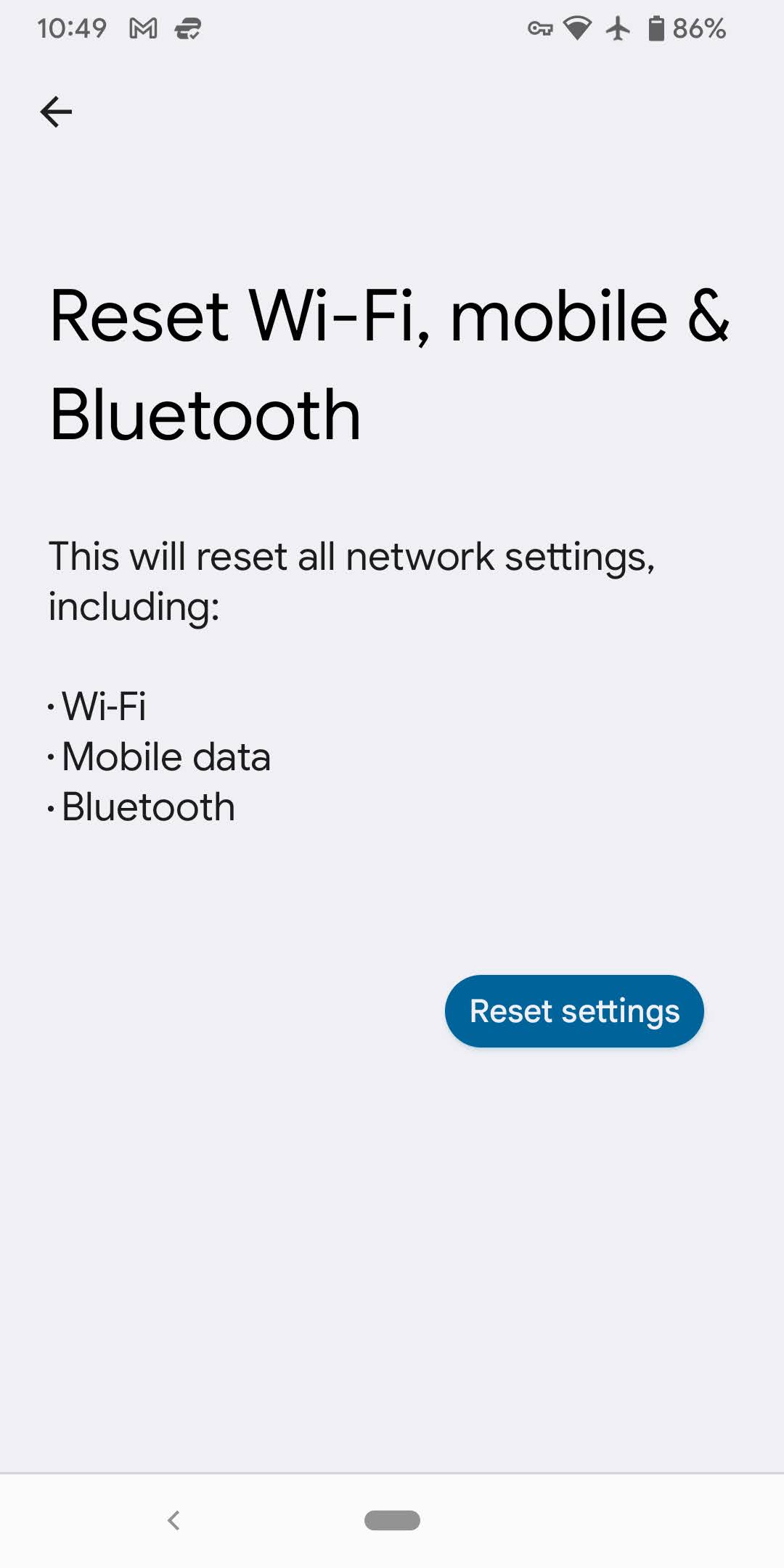 Android Reset Wi-Fi, Mobile & Bluetooth