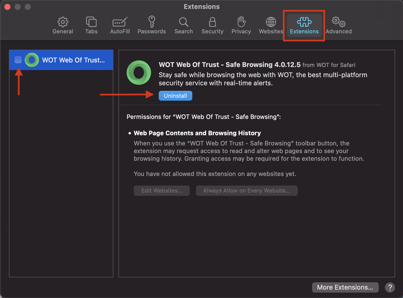 remove unwanted safari extension remove unwanted safari extension