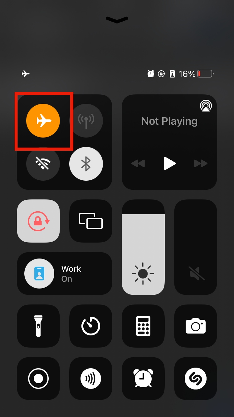 airplane mode enabled on iPhone