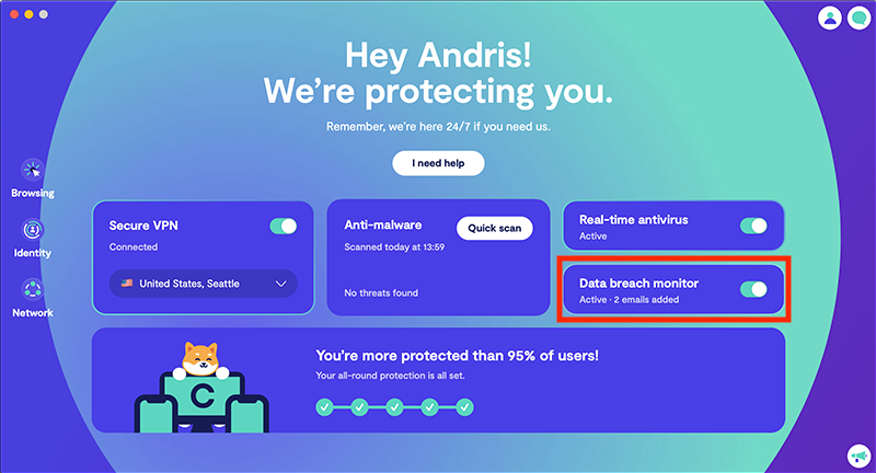 Toggle our data breach monitor to receive alerts whenever your data is compromised Toggle our data breach monitor to receive alerts whenever your data is compromised