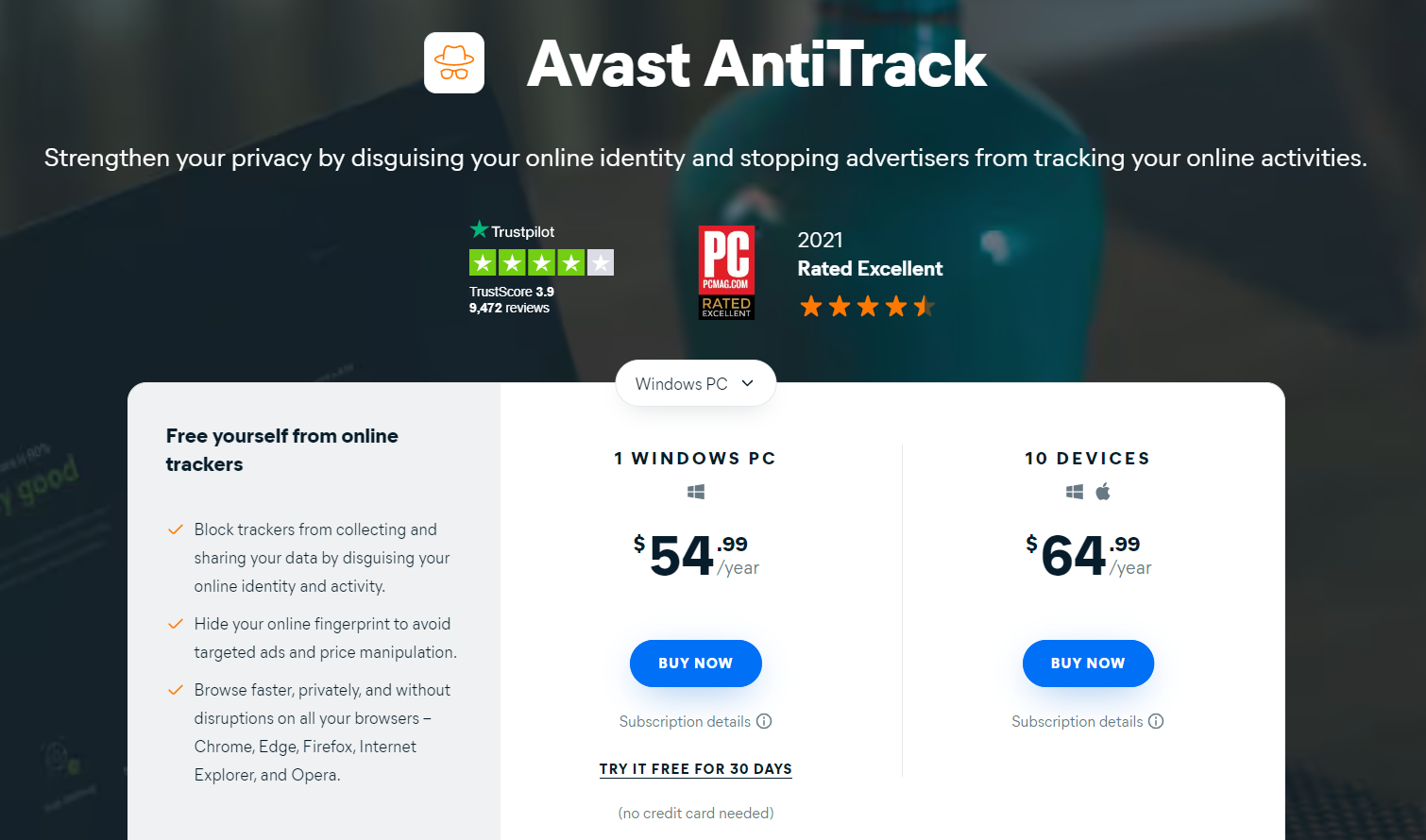 Avast AntiTrack Screenshot Avast AntiTrack Screenshot