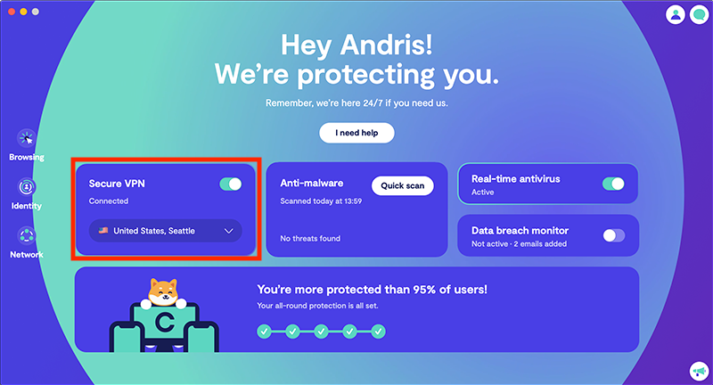 Now, toggle the VPN for a more private browsing experience Now, toggle the VPN for a more private browsing experience