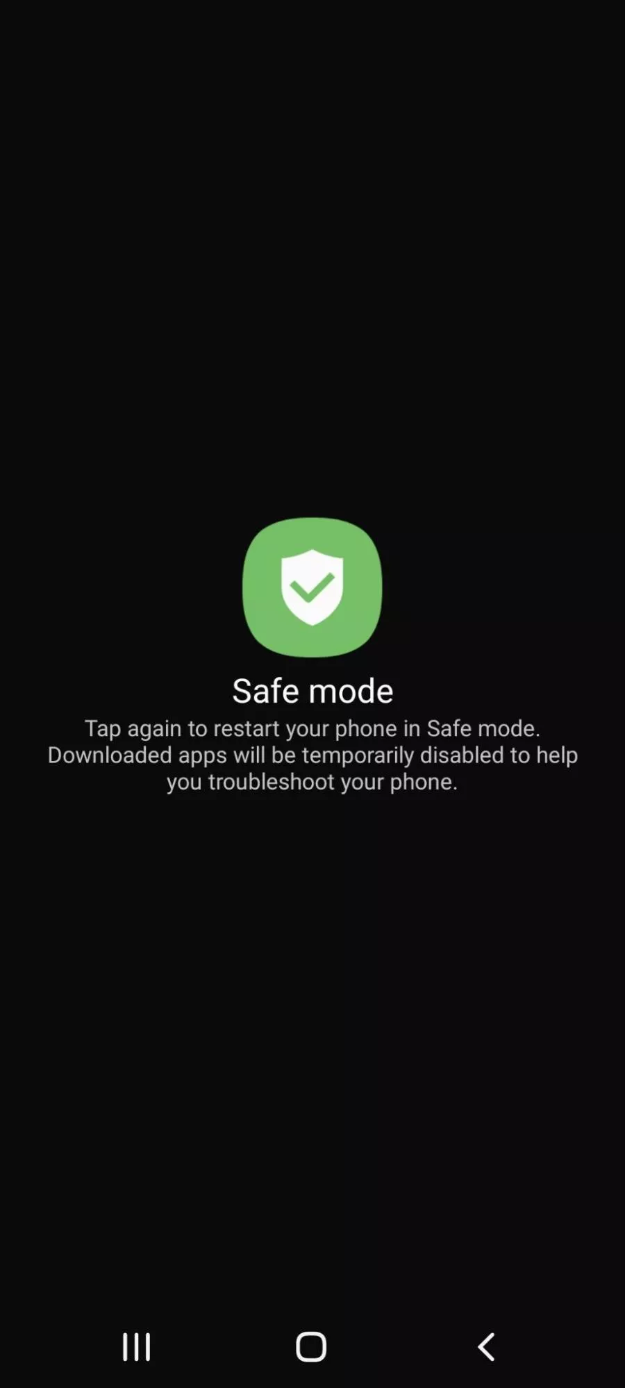 Tap Safe Mode on Android