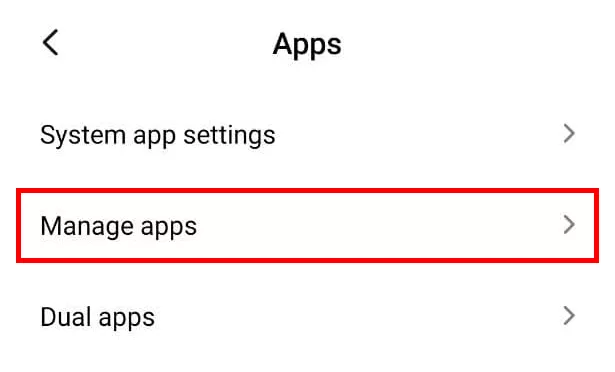 Go to Manage apps