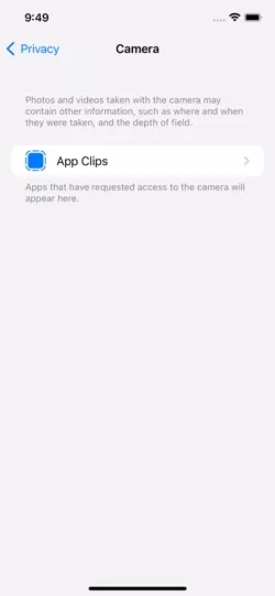 iOS camera permissions