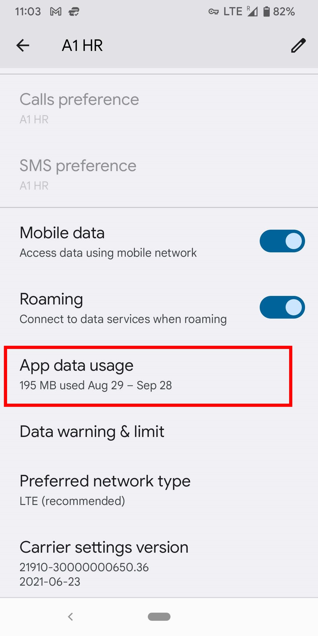 Android Go to App Data Usage