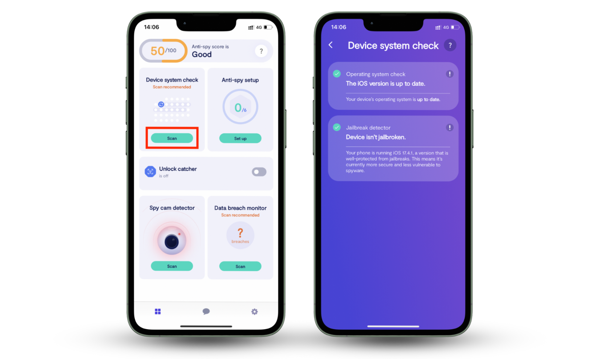 Screenshots that demonstrate how to identify jailbreak exploits on the iPhone by running a device system check with Clario Anti Spy. Screenshots that demonstrate how to identify jailbreak exploits on the iPhone by running a device system check with Clario Anti Spy.