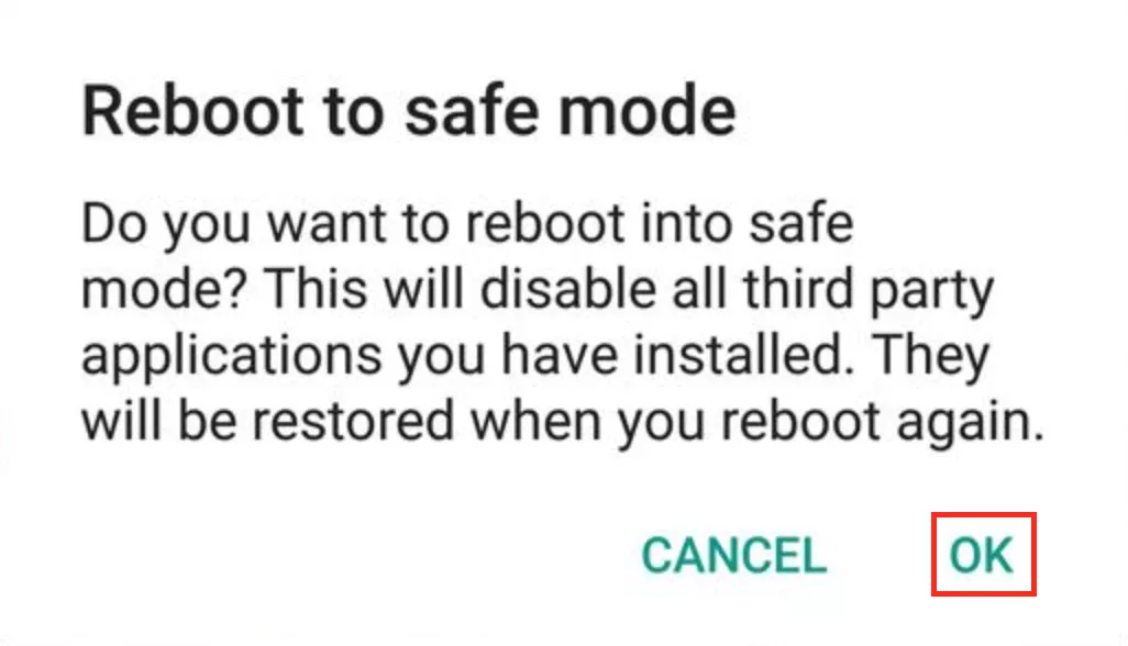 Android safe mode reboot