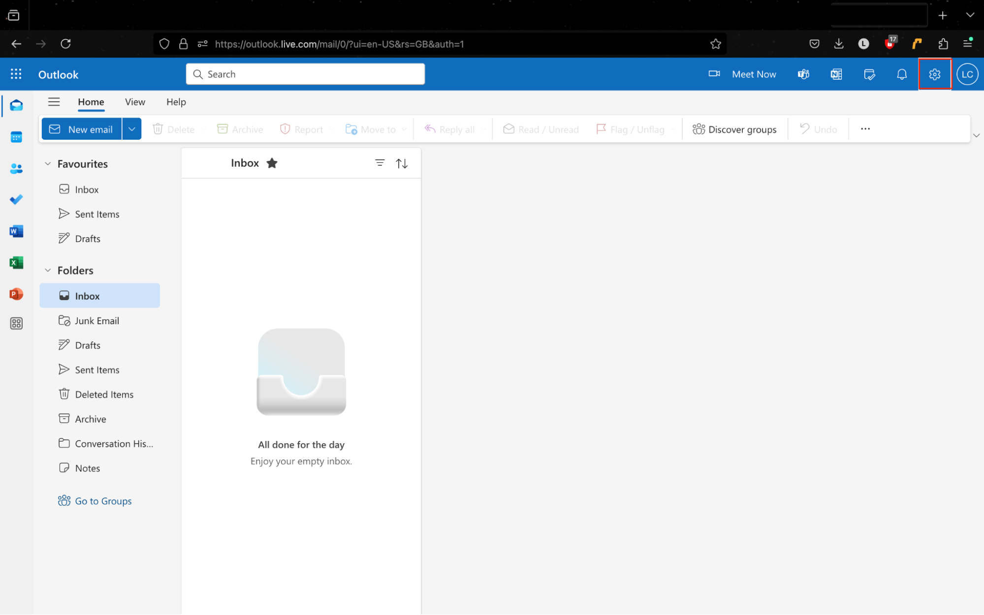 Outlook's webmail client, with the Settings cog highlighted. This is how to open settings and check your block list, after you stop emails from someone. Outlook's webmail client, with the Settings cog highlighted. This is how to open settings and check your block list, after you stop emails from someone.