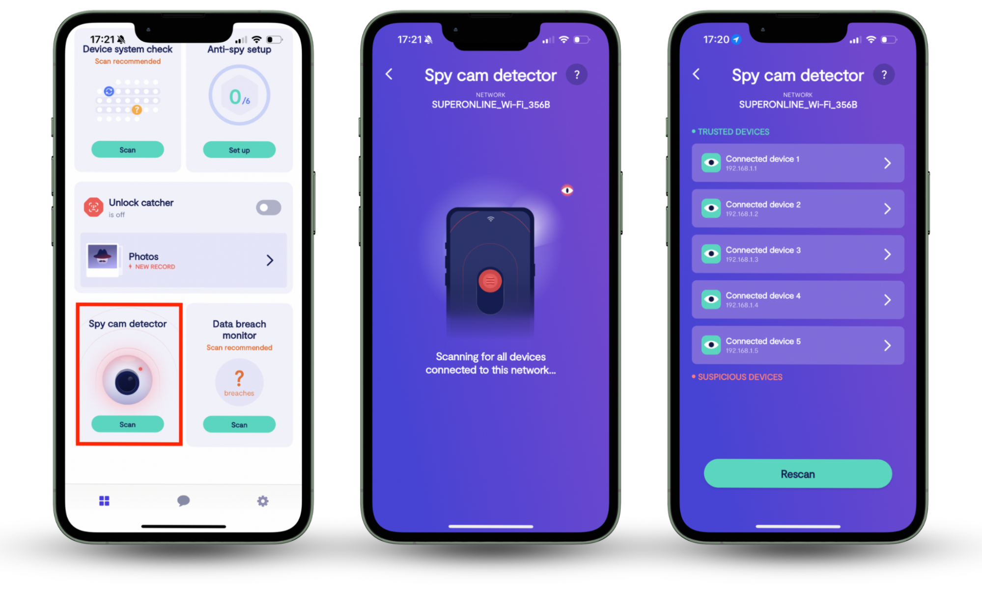 Use Clario Anti Spy's spy cam detector to tell if a smoke detector is a hidden camera. Use Clario Anti Spy's spy cam detector to tell if a smoke detector is a hidden camera.