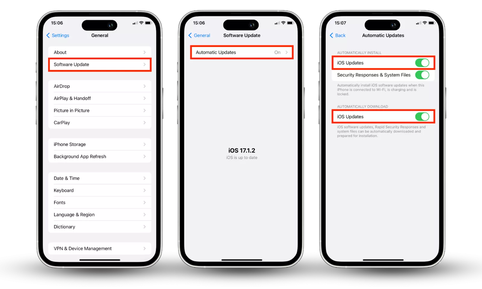 Turn on automatic updates for an iPhone or iPad device to make sure Your Phone Is not Being Tracked Or Monitored.