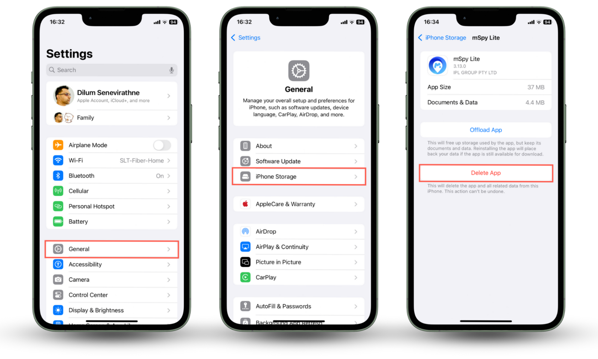 These iPhone screenshots show how to check for and delete suspicious apps after using codes to check if your phone is tapped. These iPhone screenshots show how to check for and delete suspicious apps after using codes to check if your phone is tapped.
