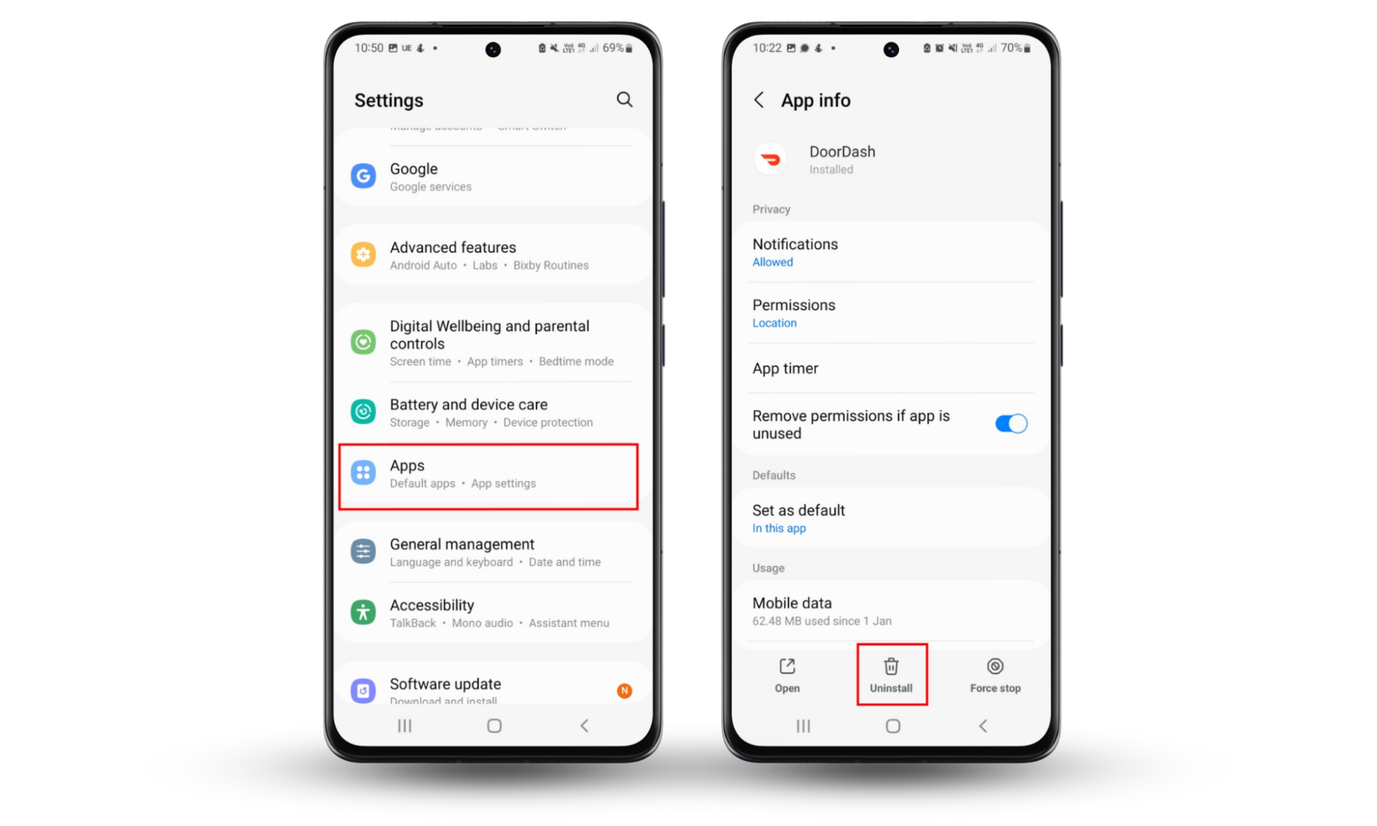 How to uninstall an app on an Android phone, using the Settings menu. To delete malware from Android, you might simply be able to uninstall the suspicious app. How to uninstall an app on an Android phone, using the Settings menu. To delete malware from Android, you might simply be able to uninstall the suspicious app.