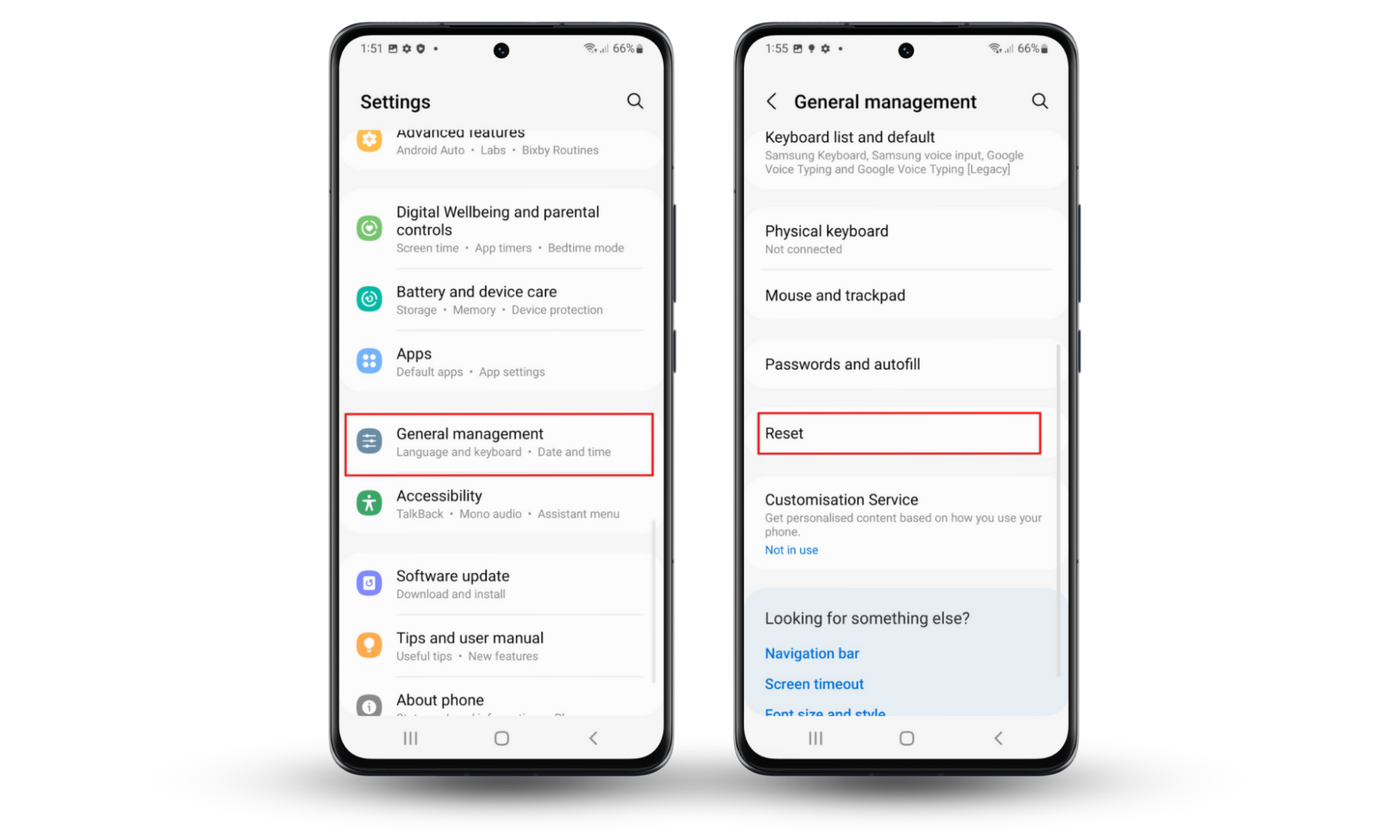 f you can't remove Android spyware file names from your device, perform a factory reset. Open Settings > General Management > Reset. f you can't remove Android spyware file names from your device, perform a factory reset. Open Settings > General Management > Reset.