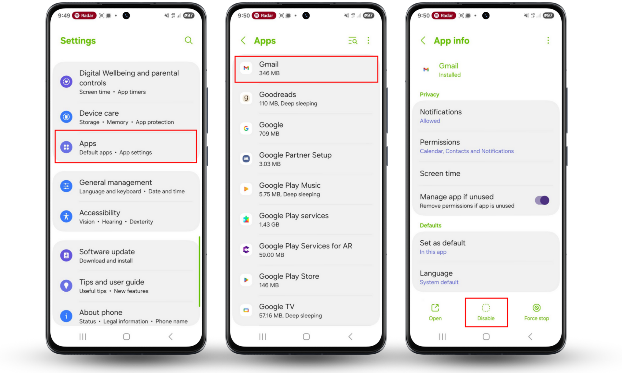 To hide apps on Android, you can disable them. Go to Settings > Apps and choose the app you want to disable. Then press Disable and confirm. To hide apps on Android, you can disable them. Go to Settings > Apps and choose the app you want to disable. Then press Disable and confirm.