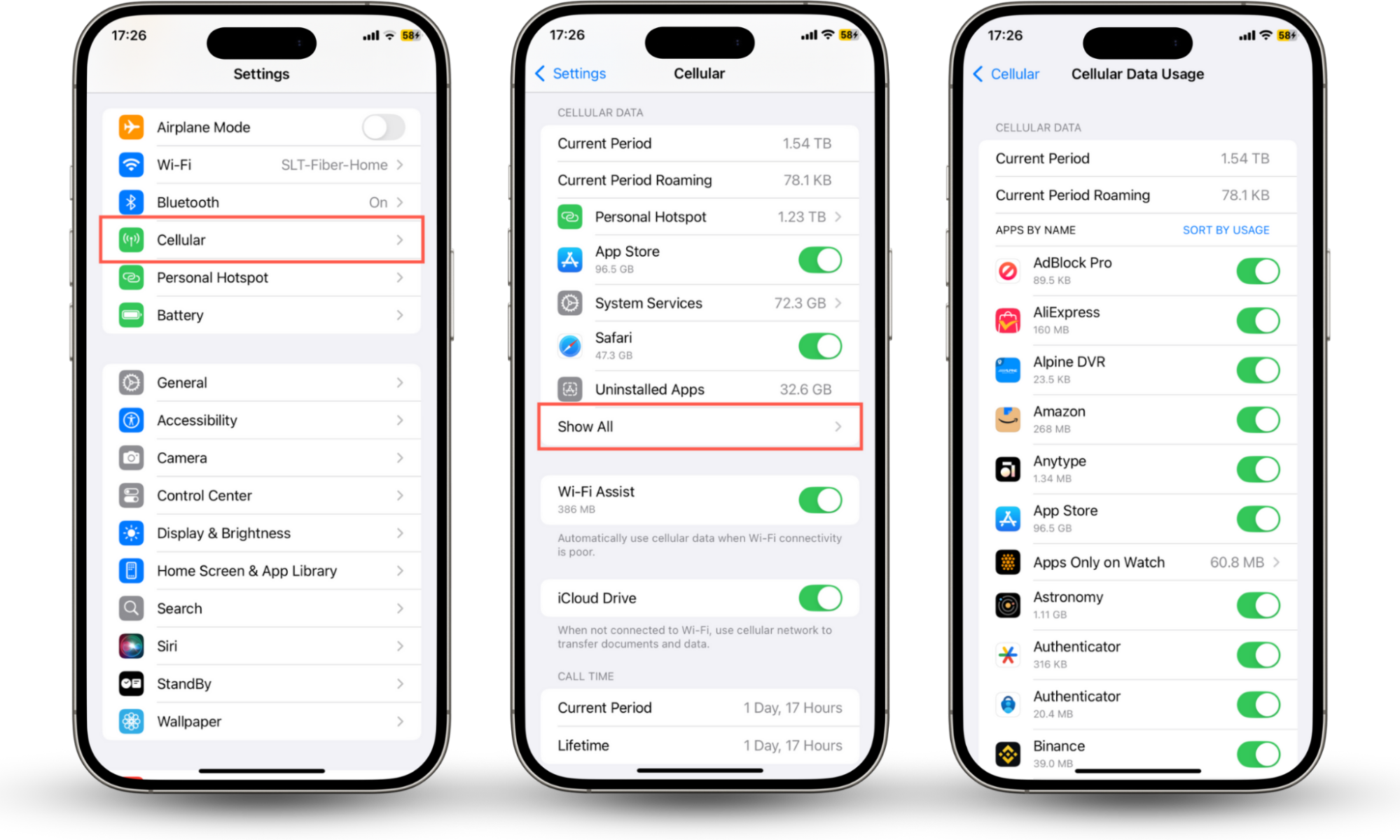 These mobile screenshots show how to identify spyware by checking the data usage stats before using codes to check if your phone is tapped. These mobile screenshots show how to identify spyware by checking the data usage stats before using codes to check if your phone is tapped.