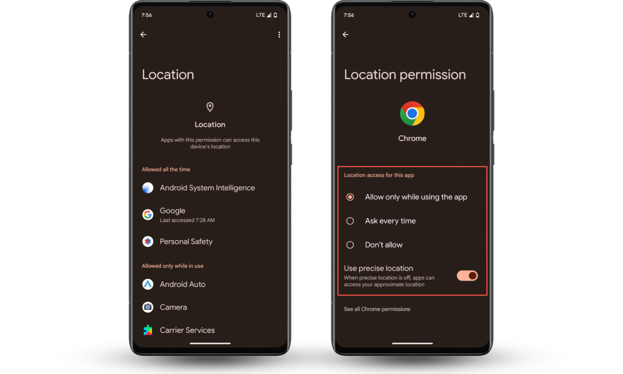 These Android screenshots show how to set a different location on your Android by modifying app location permissions via the Settings app. These Android screenshots show how to set a different location on your Android by modifying app location permissions via the Settings app.