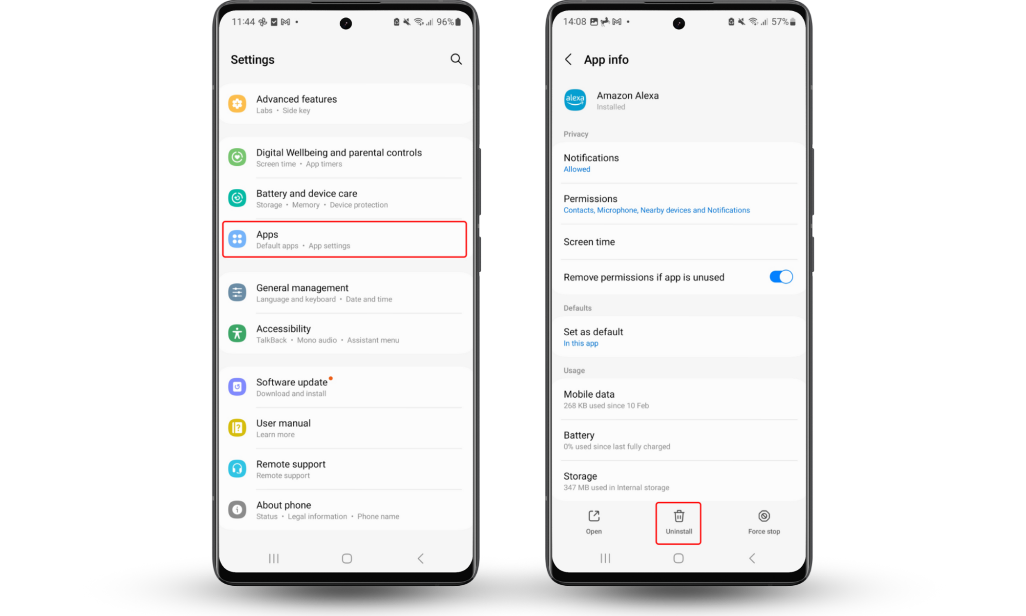 The steps needed to uninstall an app on an Android phone, using the App settings screen. Removing suspicious apps can stop your phone from being monitored. The steps needed to uninstall an app on an Android phone, using the App settings screen. Removing suspicious apps can stop your phone from being monitored.