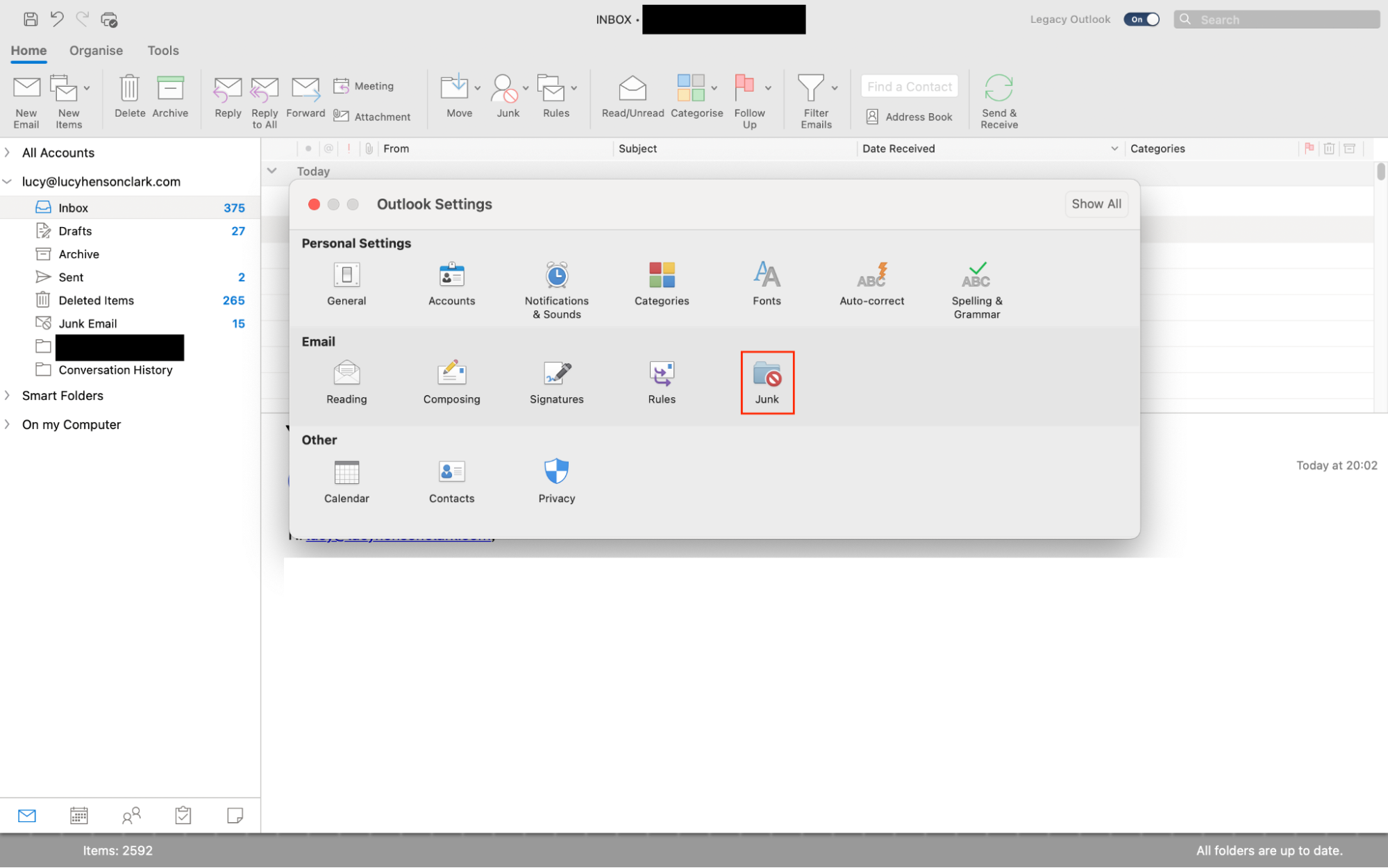The way to see your blocked senders list in the Outlook app on macOS or Windows: go to Outlook Settings and choose Junk. When you put a block on email, you might want to check who you've blocked. The way to see your blocked senders list in the Outlook app on macOS or Windows: go to Outlook Settings and choose Junk. When you put a block on email, you might want to check who you've blocked.