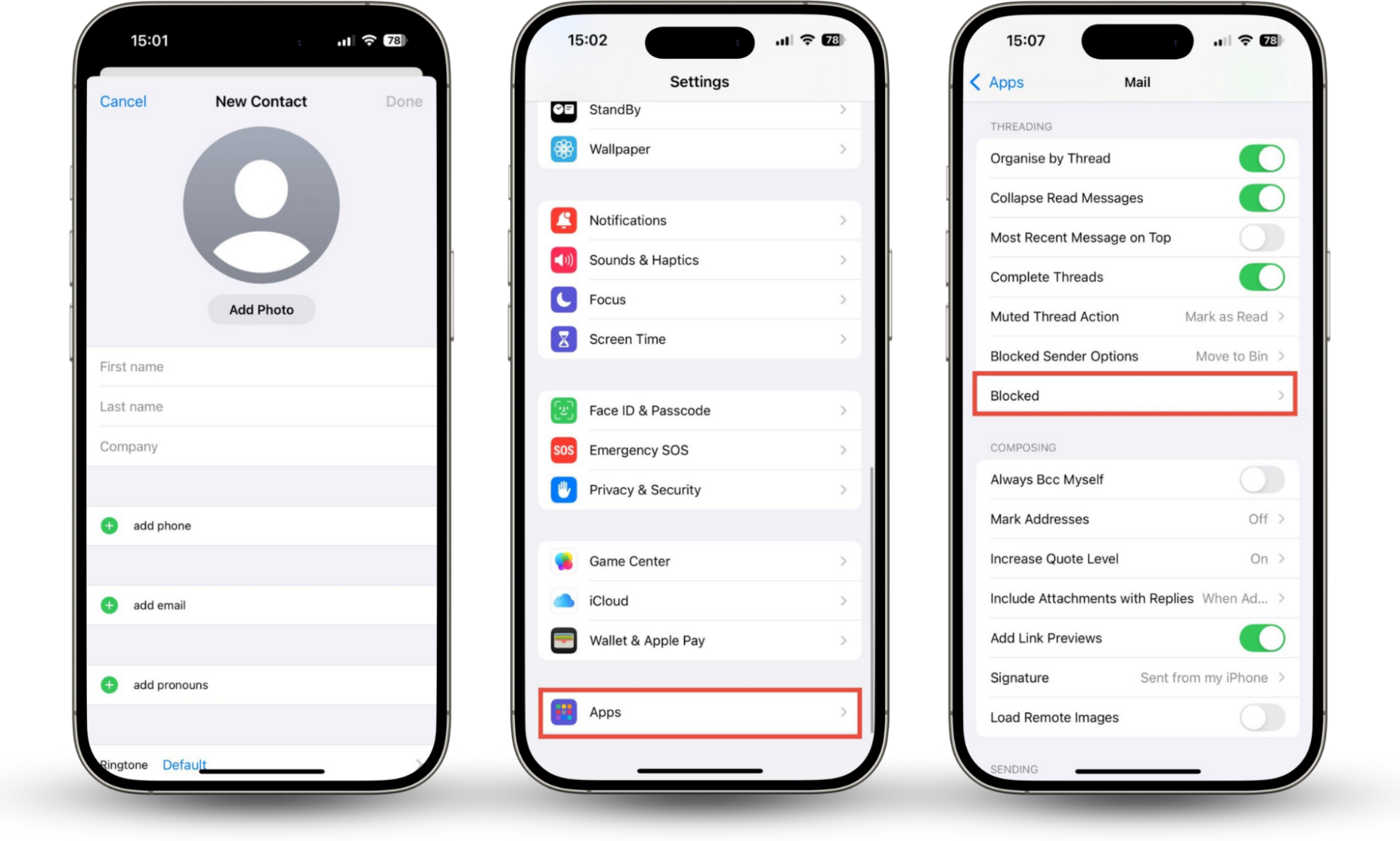 The steps needed to block someone on email in iOS Mail. You'll need to add them as a contact, then go to your Mail app's Settings. The steps needed to block someone on email in iOS Mail. You'll need to add them as a contact, then go to your Mail app's Settings.
